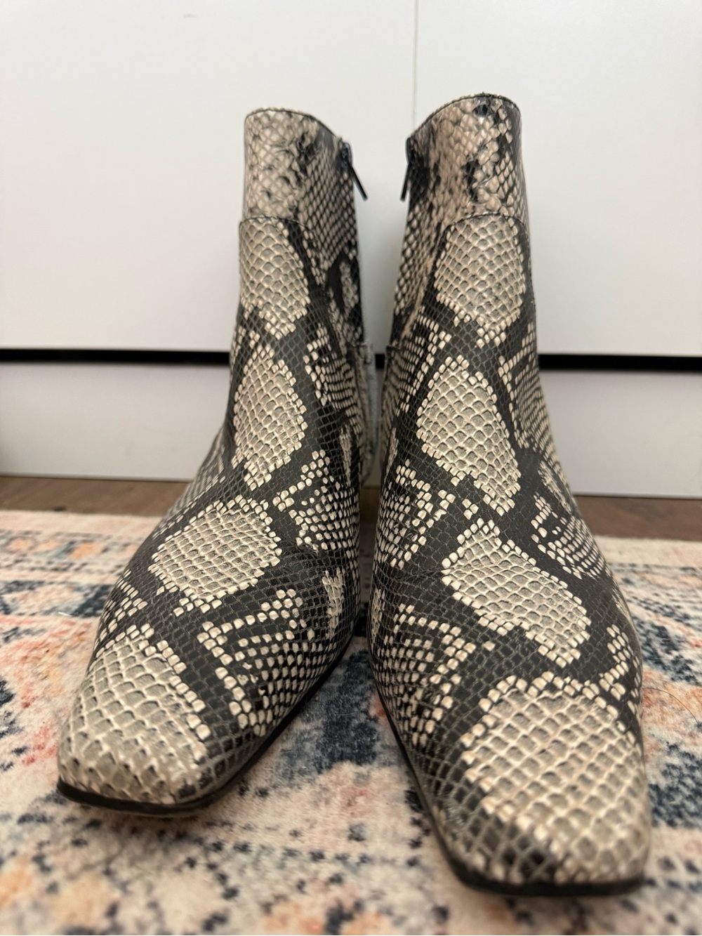 Tony Bianco Leather Snake-Print Ankle Boots - Black & Cream